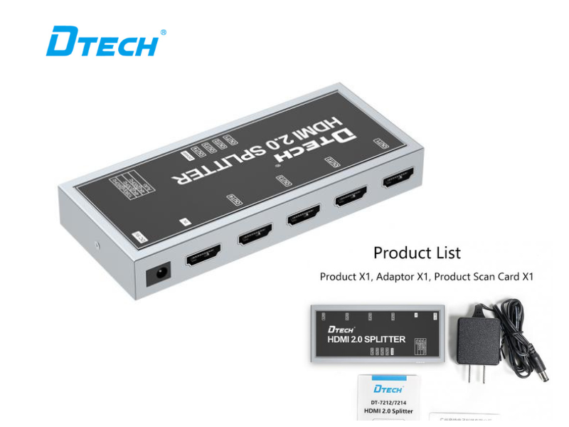 DTECH รุ่น DT-7214 ตัวแยก HDMI 1x4 HD 3840*2160p@60hz HDR DEID 2.0 4K HDMI