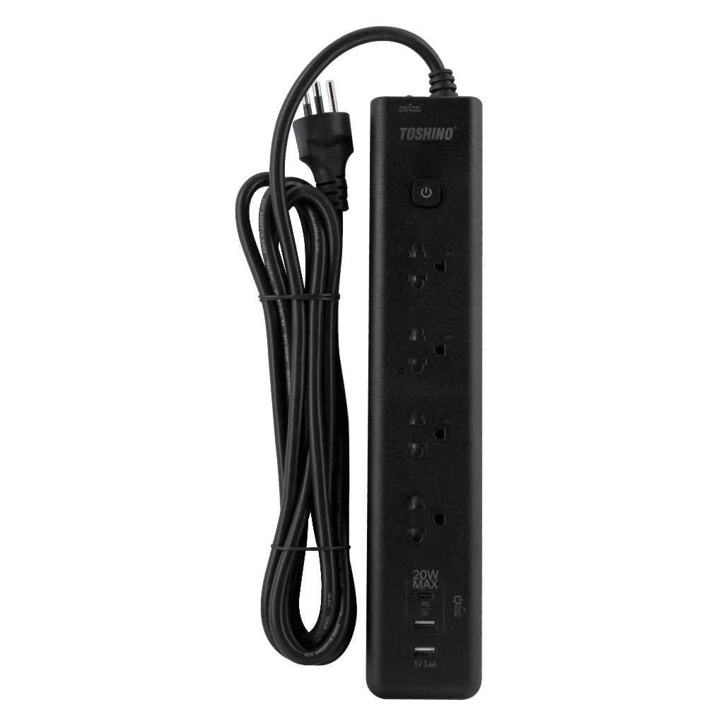 Toshino รุ่น GP-43M รางปลั๊ก RGB 4 ช่อง PD20W+QC3.0+1USB 3.4A 1 สวิตช์ 3เมตร