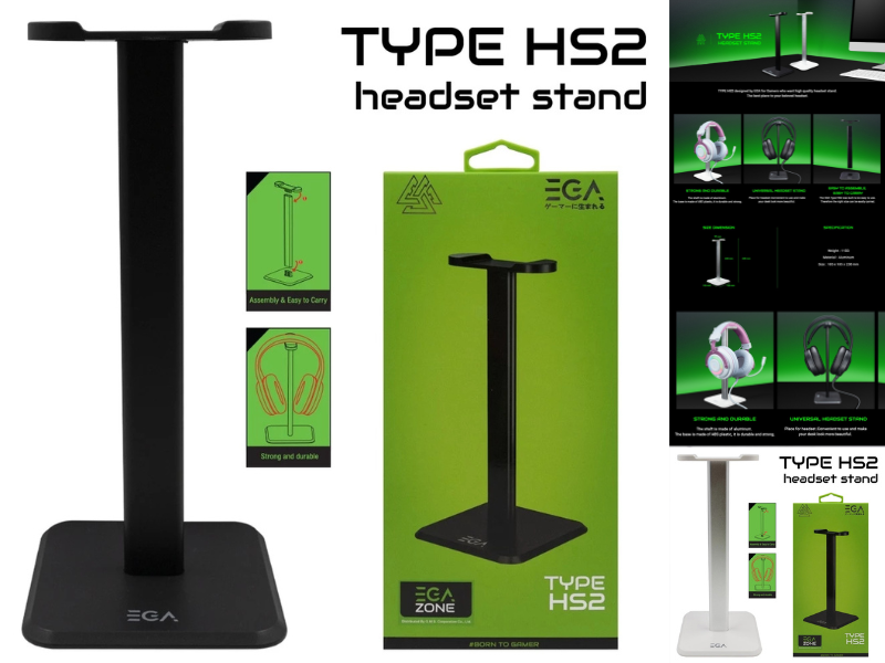 EGA TYPE HS2 Headset Stand ขาตั้งหูฟัง ที่วางหูฟัง สีดำ สีขาว
