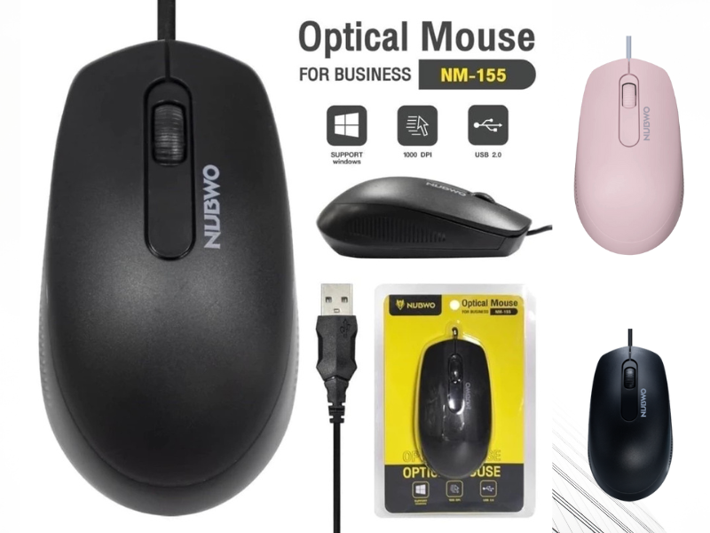 NUBWO USB OPTICAL MOUSE  1000Dpi. คละสี ดำ ขาว ชมพู