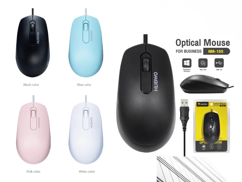 NUBWO USB OPTICAL MOUSE  1000Dpi. คละสี ดำ ขาว ชมพู