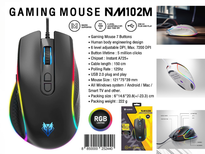 NUBWO Gaming Macro Mouse เมาส์มาโคร เมาส์เกมมิ่ง คละสี