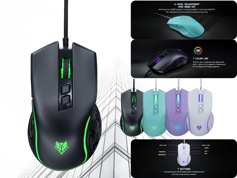 NUBWO Gaming Mouse Silent Switch เมาส์เกมมิ่ง คละสี รุ่น NM96