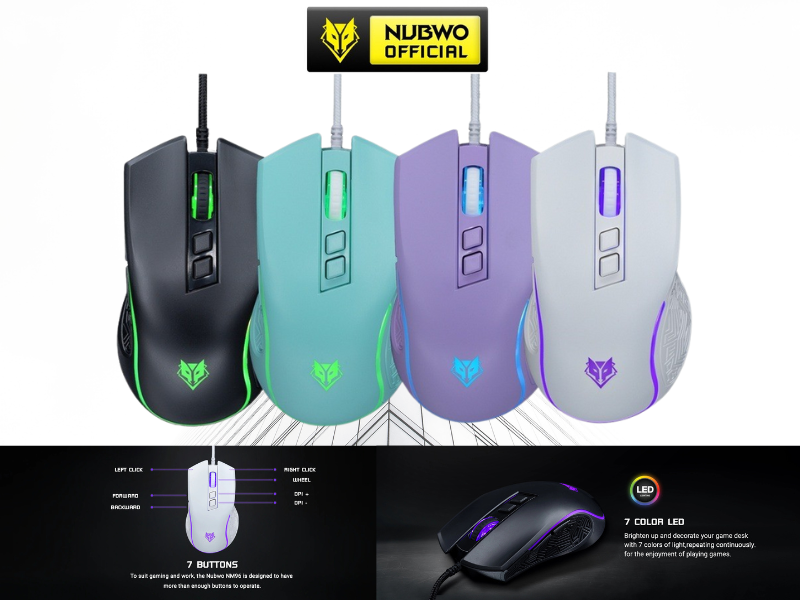 NUBWO Gaming Mouse Silent Switch เมาส์เกมมิ่ง คละสี รุ่น NM96