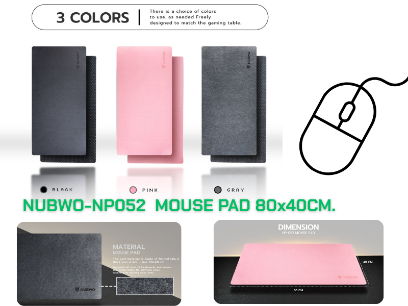 NUBWO แผ่นรองเม้าส์ขนาดใหญ่ 800x400mm คละสี