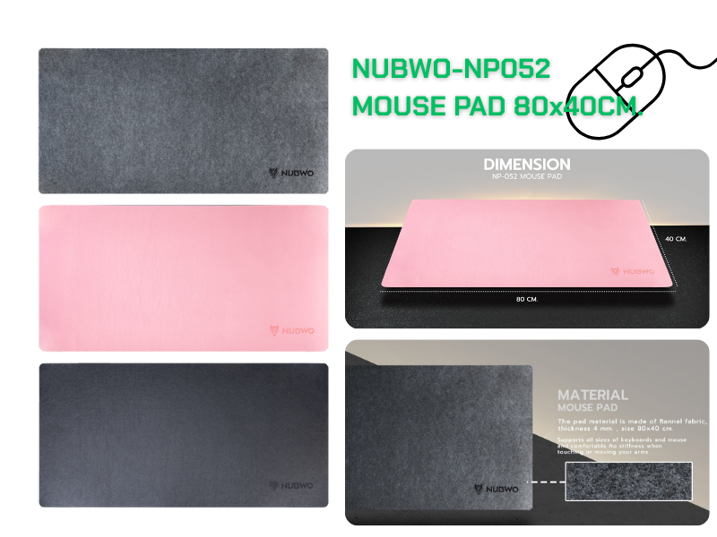 NUBWO แผ่นรองเม้าส์ขนาดใหญ่ 800x400mm คละสี NUBWO แผ่นรองเม้าส์ขนาดใหญ่ 800x400mm คละสี