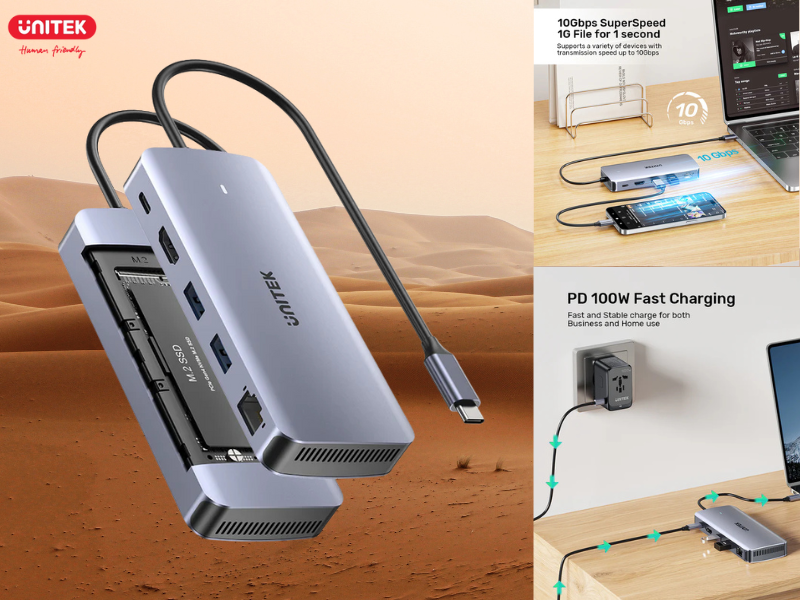 UNITEK USB TYPE-C 6-IN-1 WITH M2 SSD ENCLOSURE UNITEK USB TYPE-C 6-IN-1 WITH M2 SSD ENCLOSURE