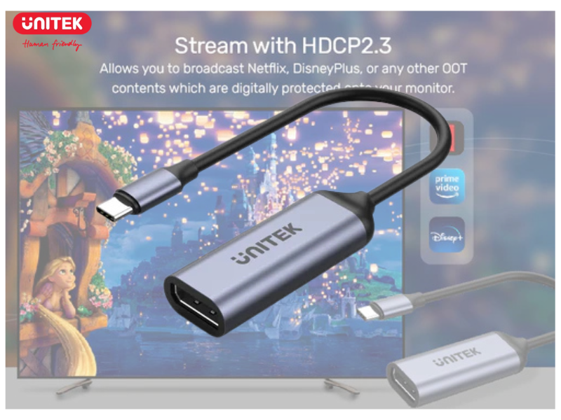 UNITEK USB TYPE-C TO DISPLAY PORT V1.4 ADAPTER