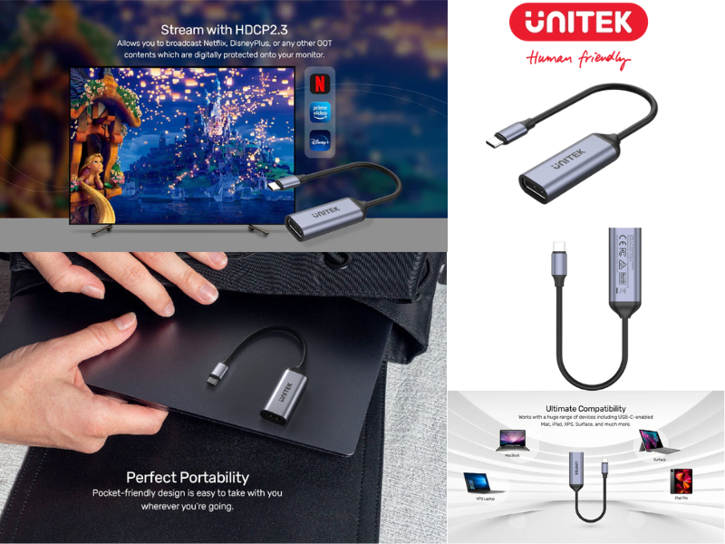 UNITEK USB TYPE-C TO DISPLAY PORT V1.4 ADAPTER UNITEK USB TYPE-C TO DISPLAY PORT V1.4 ADAPTER