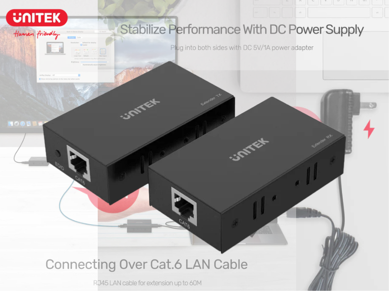 UNITEK HDMI EXTENDER 150M by RJ45 Cat5e/Cat6