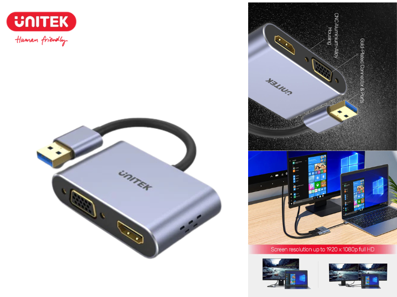 UNITEK USB3.0 TO HDMI & VGA ADAPTER