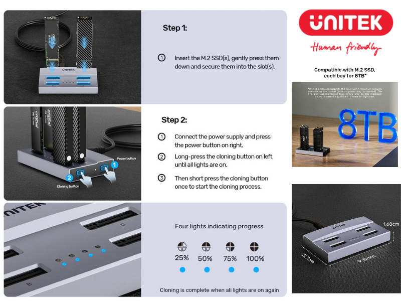 UNITEK USB4 4-BAY M.2 SSD DOCKING STATION UNITEK USB4 4-BAY M.2 SSD DOCKING STATION