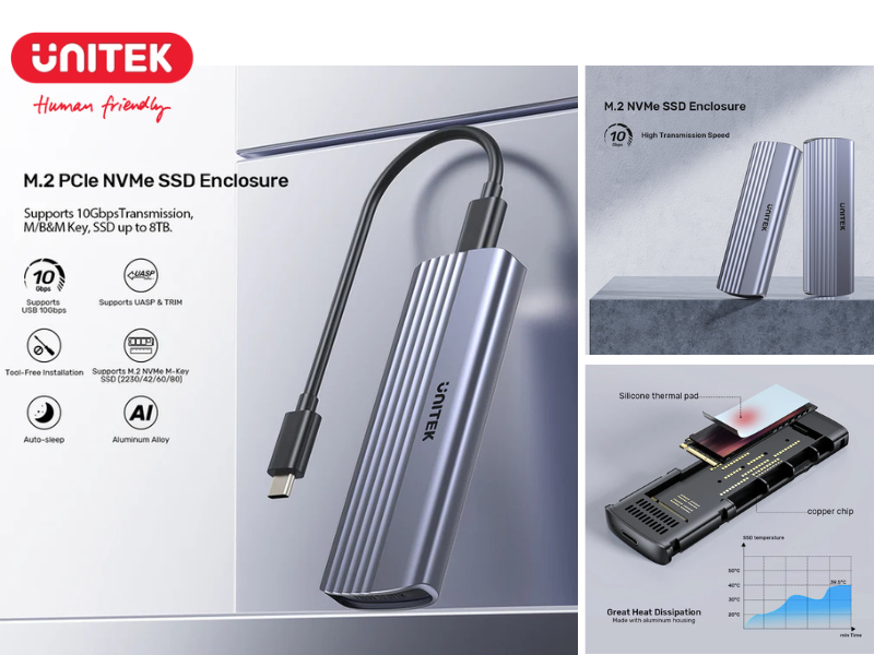 UNITEK M.2 PCIe NVME SSD ENCLOSURE 10Gbps. UNITEK M.2 PCIe NVME SSD ENCLOSURE 10Gbps.