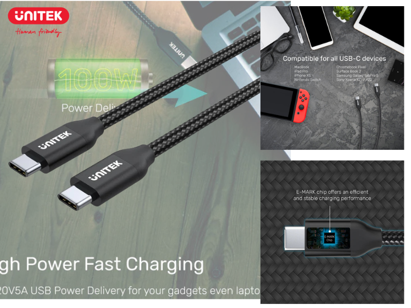 UNITEK USB-C POWER DELIVERY 3.0 CHARGER CABLE