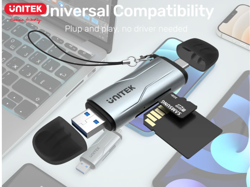 UNITEK USB3.0 CARD READER 2-IN-1 [USB-A , USB-C]