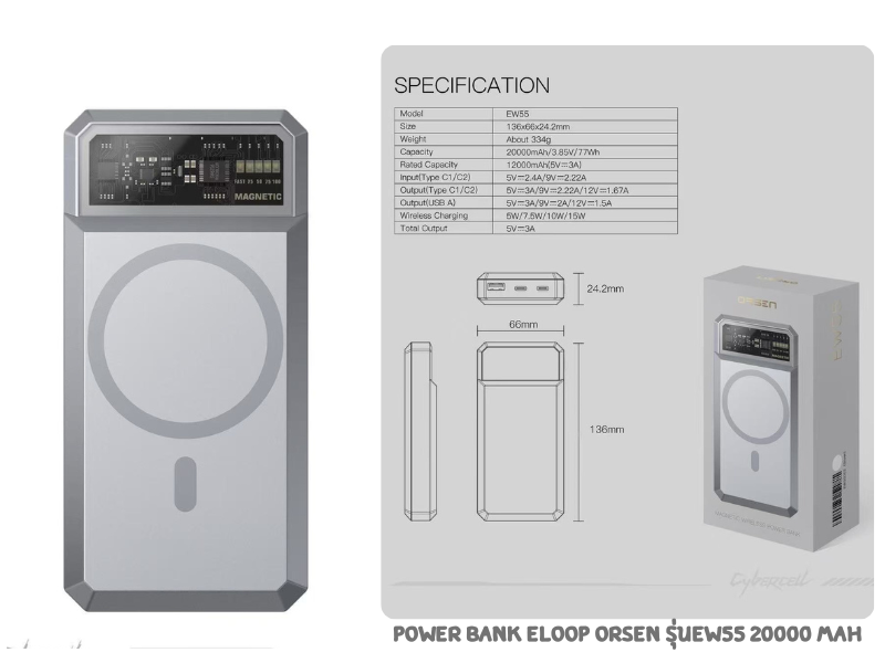 Orsen by Eloop EW55 MagCharge Magnetic 20000mAh