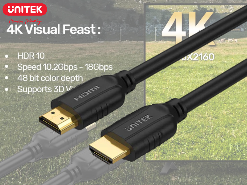UNITEK 4K@30Hz HDMI Cable features 30AWG to 24AWG  15.0M