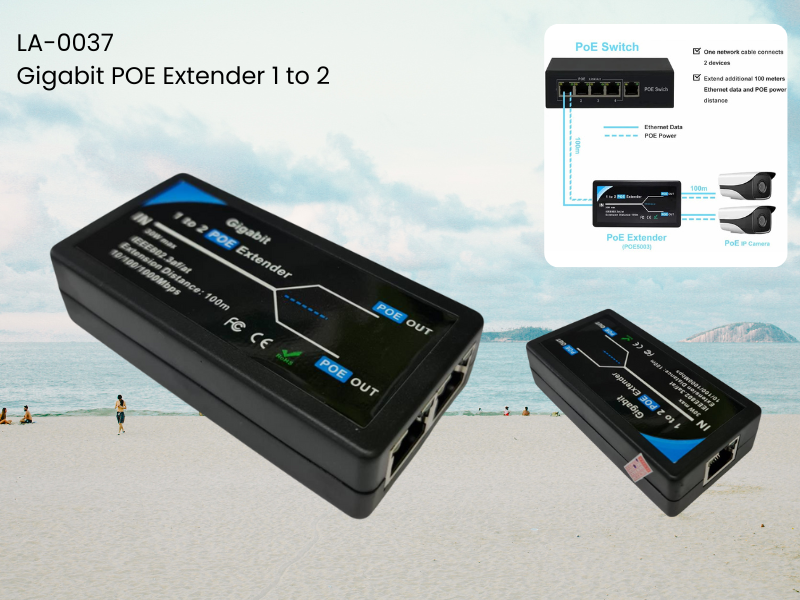 LA-0037 Gigabit POE Extender 1 to 2 30W Max ระยะ 100้มตร