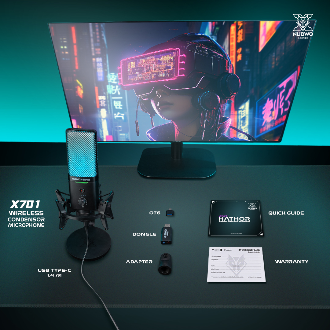 ไมโครโฟน รุ่น X701 HATHOR ไฟ RGB คุณภาพเสียงระดับสตูดิ