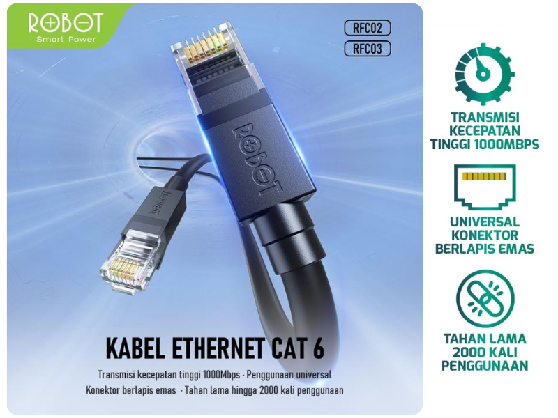ROBOT LAN cable CAT 6 black 3.0M