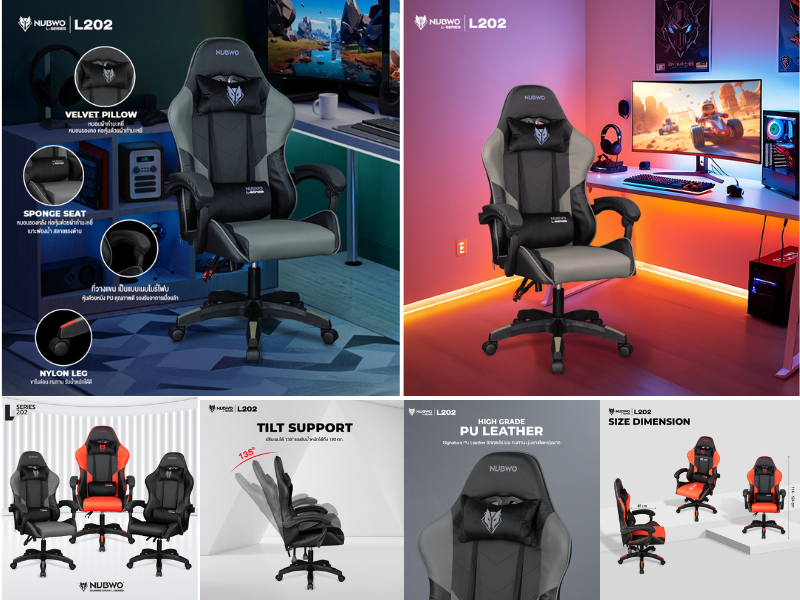 NUBWO เก้าอี้ Gaming Chair สำหรับเล่นเกมคอมพิวเตอร์หรือใช้ในงานออฟฟิศ
