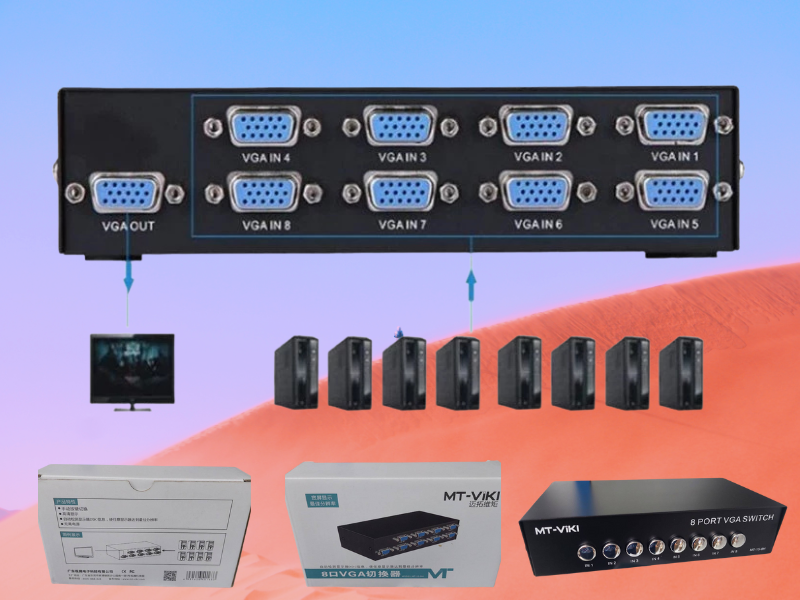 VGA switcher 8 Port in 8 out 1 VGA 8x1 เข้า 8ออก1 ยี่ห้อ MT-VIKI