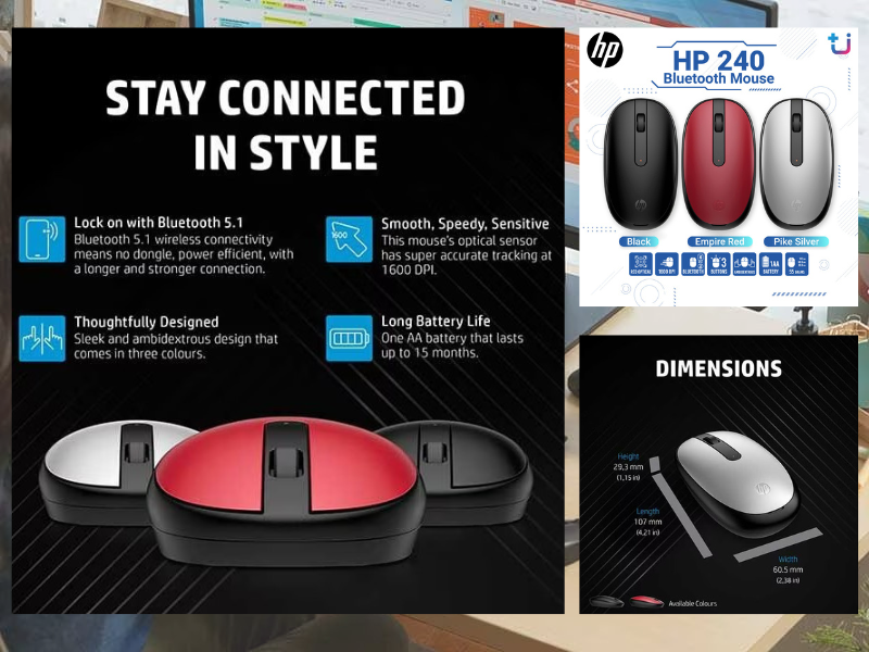 HP 240 Bluetooth Mouse [Black, Pike Silver]