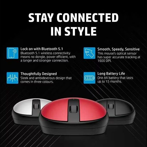HP 240 Bluetooth Mouse [Black, Pike Silver]
