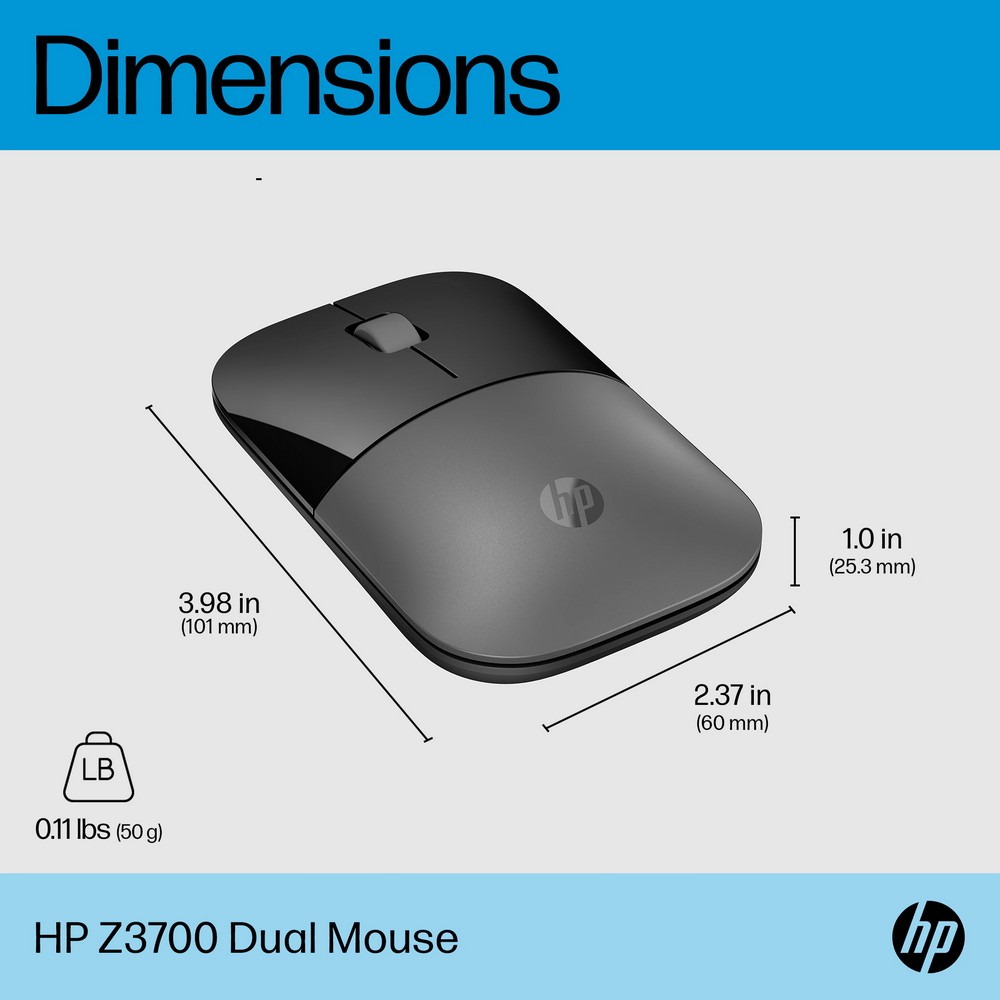 HP Z3700 DUAL MOUSE BLACK (758A8AA#UUF) เมาส์ไร้สาย เสียงเงีบบ