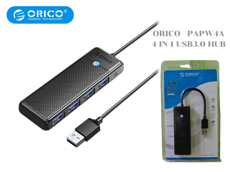 4 Port USB HUB V.3.0 ORICO PAPW4A-U3-015 (Black)