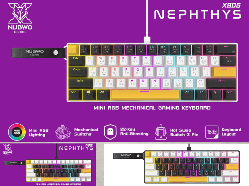 NUBWO MINI RGB KEYBOARD 61Keys เชื่อมต่อผ่านUSB-C