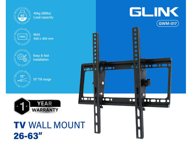 GLINK ขาแขวนจอทีวีติดผนัง จอขนาด 26-63 นิ้ว รองรับน้ำหนัก 40กิโลกรัม