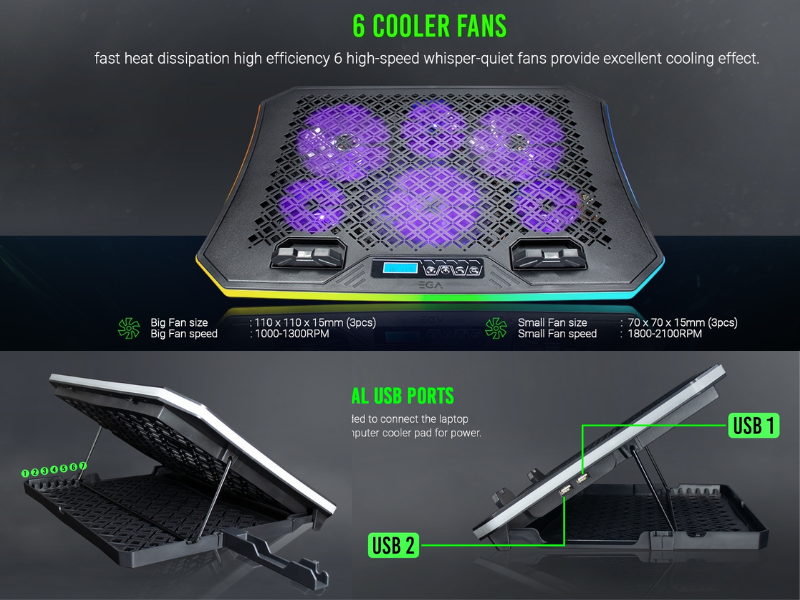 พัดลมรองระบายความร้อนโน๊ตบุ๊ค ขนาด 10-19นิ้ว ยี่ห้อEVG รุ่น TYPE CP3 พัดลมรองระบายความร้อนโน๊ตบุ๊ค ขนาด 10-19นิ้ว ยี่ห้อEVG รุ่น TYPE CP3