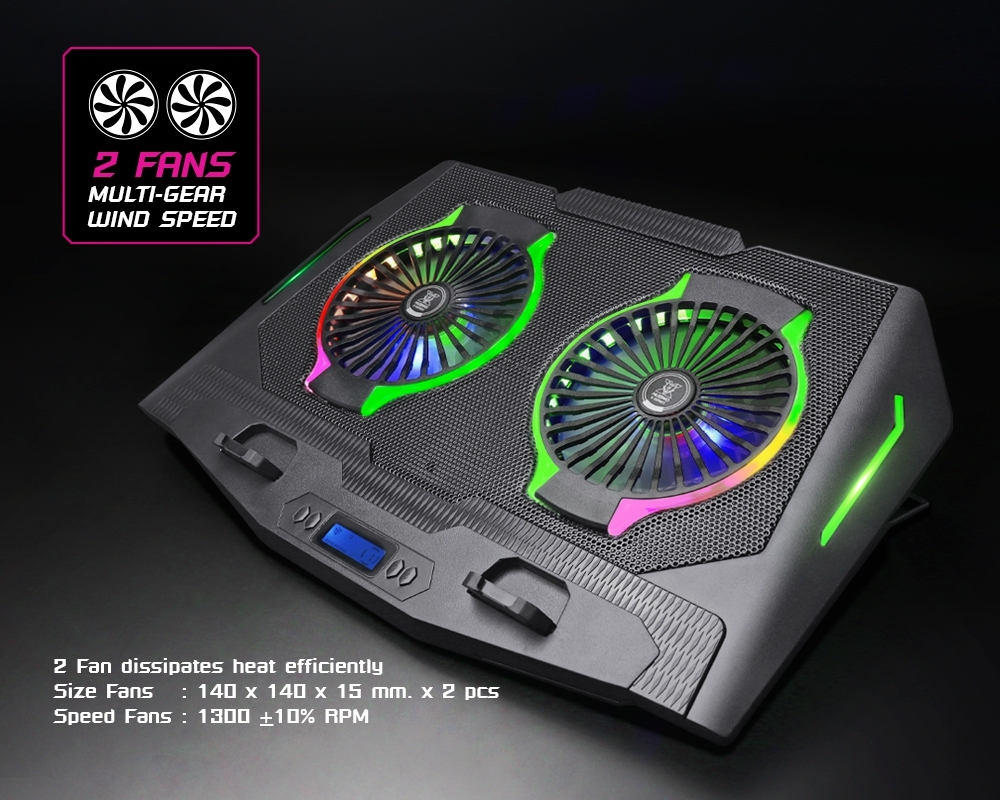 พัดลมรองระบายความร้อนโน๊ตบุ๊คขนาด9-17นิ้ว ยี่ห้อ NUBWO รุ่น NX-F2 พัดลมรองระบายความร้อนโน๊ตบุ๊คขนาด9-17นิ้ว ยี่ห้อ NUBWO รุ่น NX-F2