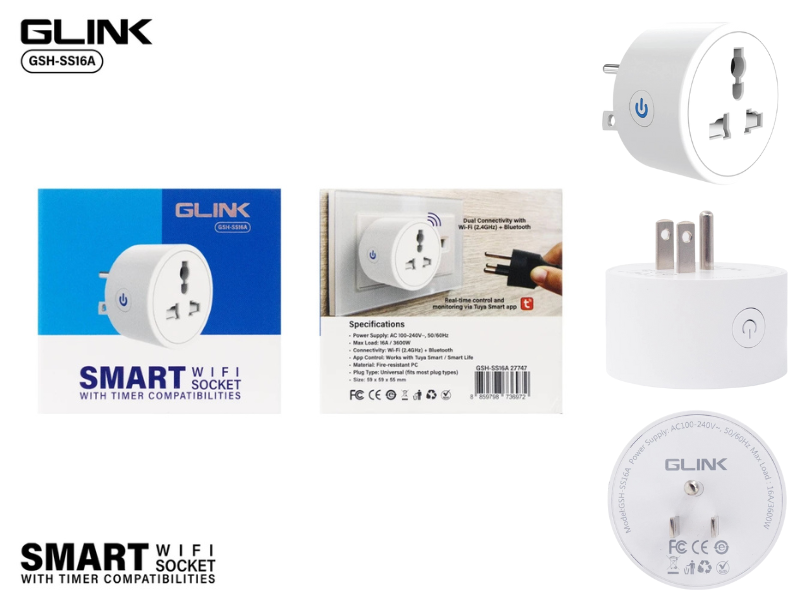 GLINK GSH-SS16A Adapter Plug Smart Wifi Socket ปลั๊กไฟอัจฉริยะ ควบคุมผ่านแอพ
