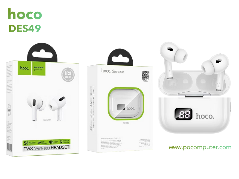 หูฟังมือแบบไร้สาย เชื่อมต่อแบบ Bluetooth V5.4 ยี่ห้อ hoco รุ่น DES49