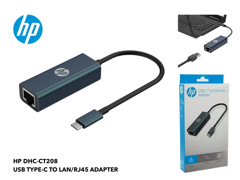 ADAPTER USB TYPE-C TO LAN/RJ45 100Mbps/10Mps. ยี่ห้อ HP รุ่น DHC-CT208