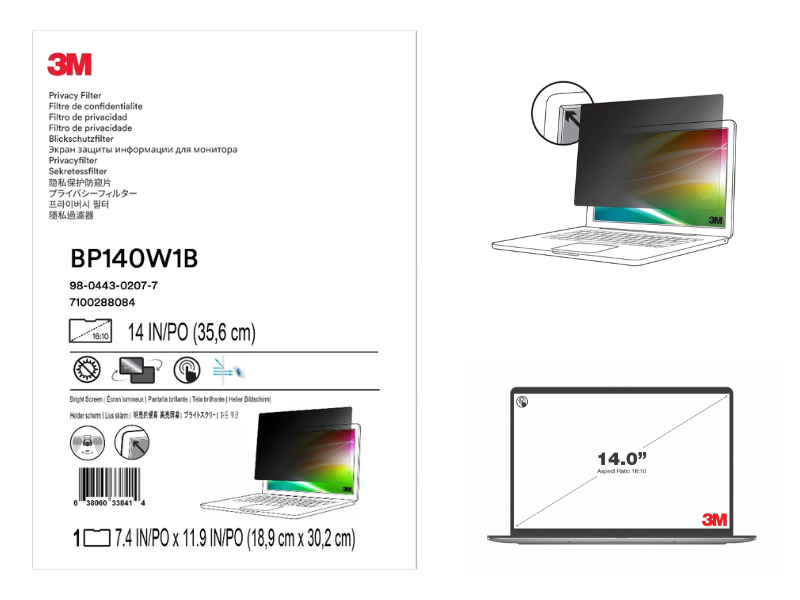 3M Bright Screen Privacy Filter ขนาด 14.0 นิ้ว (16:10)