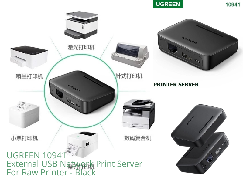 UGREEN 10941 External USB Network Print Server For Raw Printer