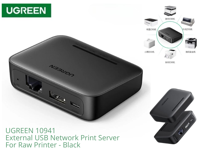 UGREEN 10941 External USB Network Print Server For Raw Printer