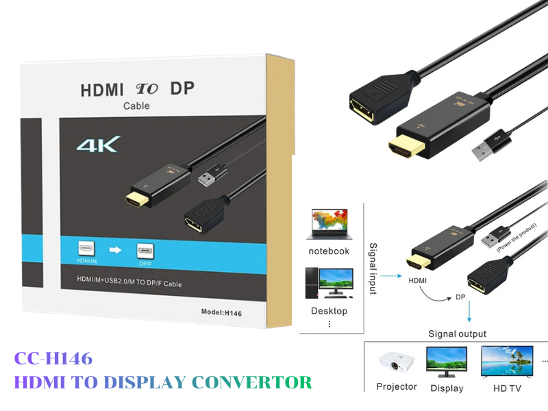 HDMI TO DISPLAY PORT CONVERTER + USB POWER model H146