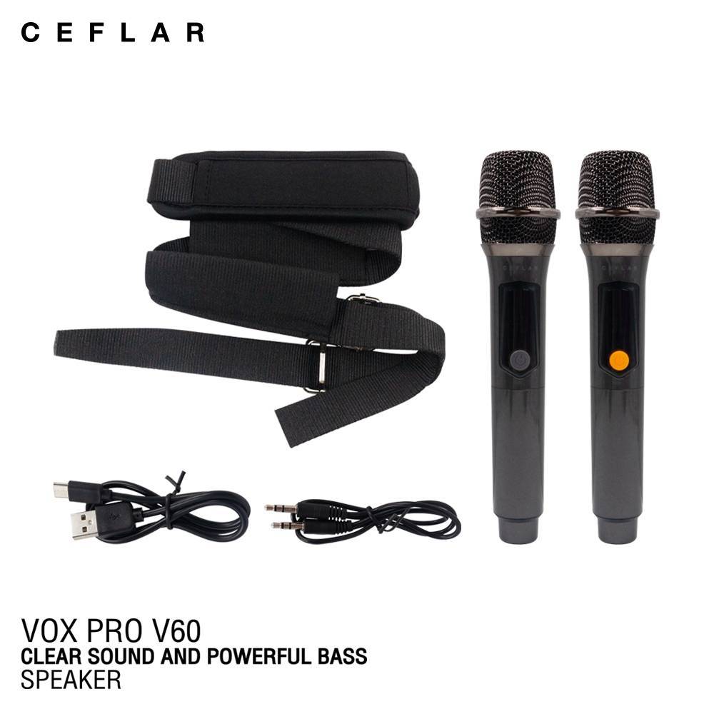 CEFLAR VOX PRO V60 ตู้ลำโพงบลูทูธ พร้อมไมโครโฟนไร้สาย