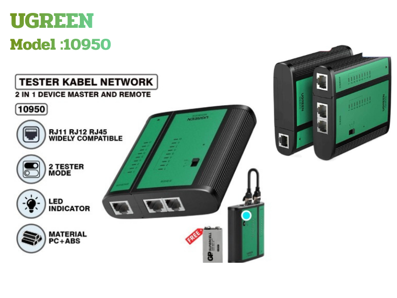 ชุดเทสสายแลนด์ LAN TESTER FOR Cat5 Cat5e Cat6 Cat7 ยี่ห้อ UGREEN