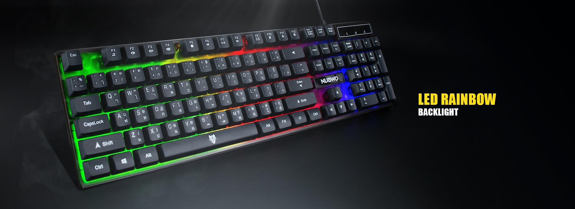 NK-36 MARS GAMING KEYBOARD 104 Keys LED Rainbow Backlight