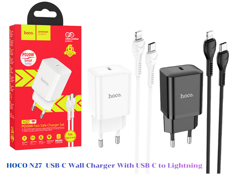 ชุดชาร์จมือถือ HOCO Model N27 + สาย USB-C to Lightning