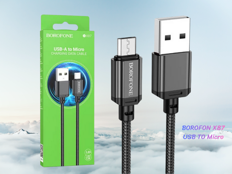 สายชาร์จมือถือ USB-A TO MICRO 1.0M 2.4A ยี่ห้อ BOROFONE