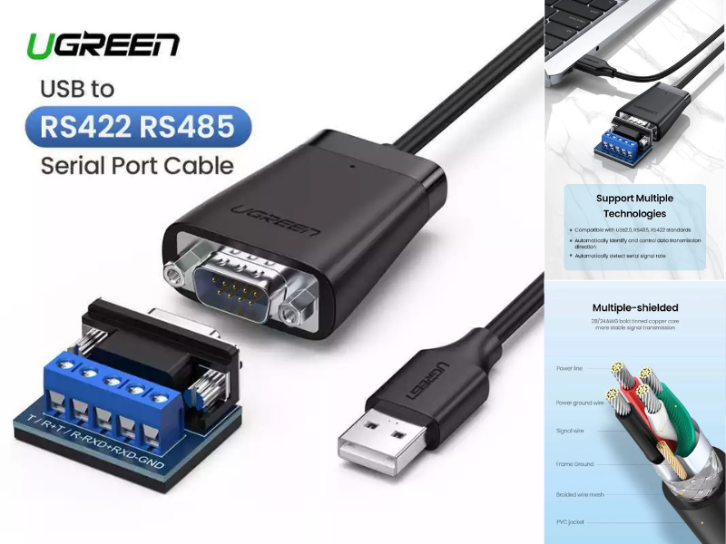 UGREEN 60562 USB2.0 TO RS422/RS485 Adapter Cable