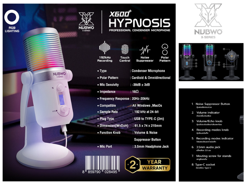 MICROPHONE NUBWO X600 HYPNOSIS PROFESSIONAL CONDENSER