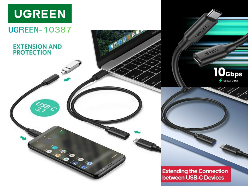 UGREEN รุ่น 10387 สายต่อเพิ่มความยาว USB C Extension Cable 1.0M