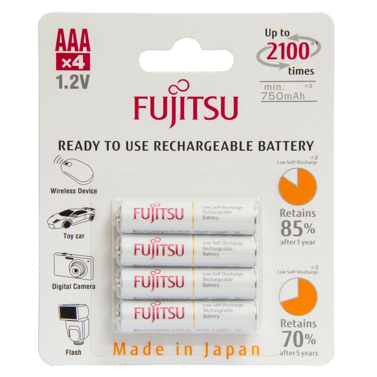 ถ่านชาร์จ Fujitsu AAA 800mAh HR-4UTCEX(4B)แพ็ค 4ก้อน